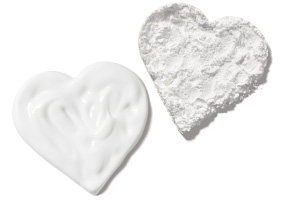 Mary Kay Naturally Exfoliating Powder and Purifying Cleanser in heart shaped rubs