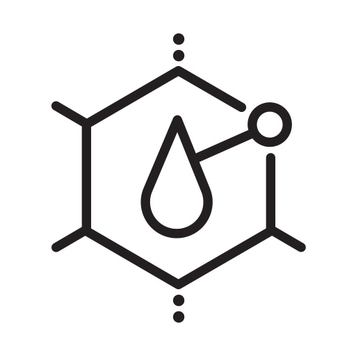 Zeichnung eines Symbols, das für Säuren als Inhaltsstoffe von Hautpflegeprodukten steht