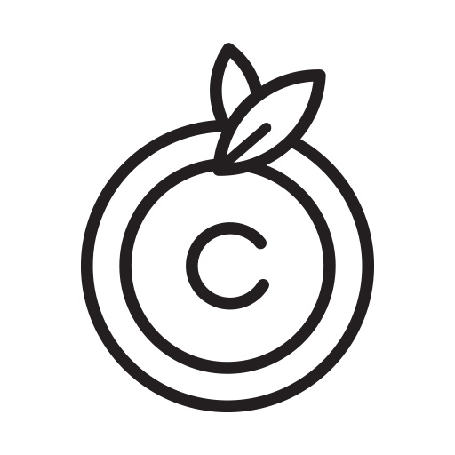 Zeichnung eines Symbols, das für Vitamin C als Inhaltsstoffe von Hautpflegeprodukten steht