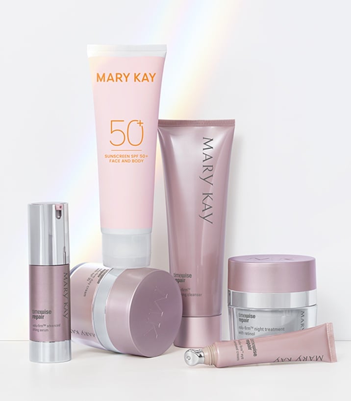 Mary Kay Produkte mit Sonnenschutz aus den Kategorien Make-up und Gesichtspflege: MK Men Advanced Facial Hydrator Sunscreen SPF 30, TimeWise Repair Volu-Firm Day Cream SPF 30, CC Cream SPF 15 und Foundation Primer SPF 15