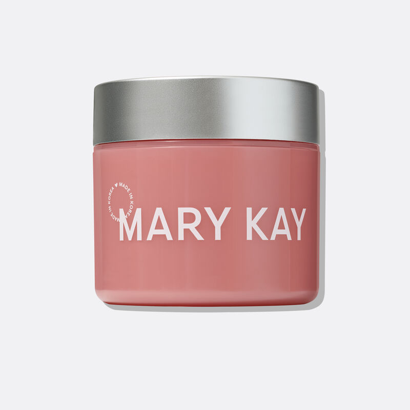 Behalter des Mary Kay Collagen Moisturizing Gel mit rosa Korper grauer Oberseite und wei&szlig;em Text