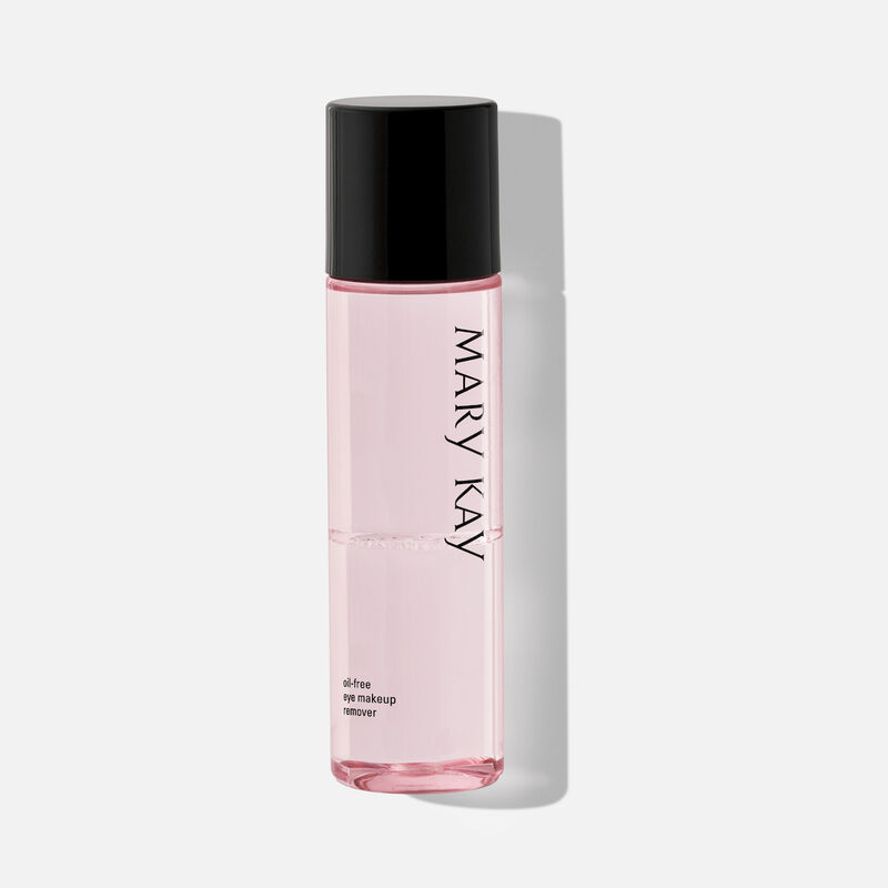 A bottle of Mary Kay OilFree Eye Makeup Remover with cap on