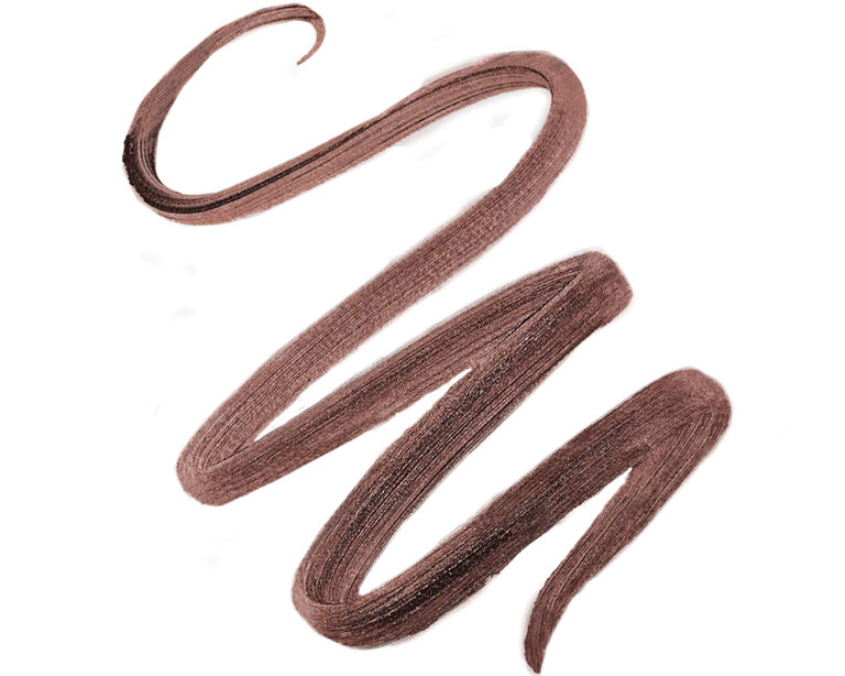 Eine geschwungene Linie, die mit einem braunen Eyeliner gezogen wurde